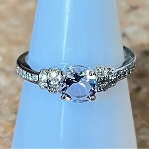 BP Retro Silver Ring with Periwinkle Center Stone and Pavé Accents